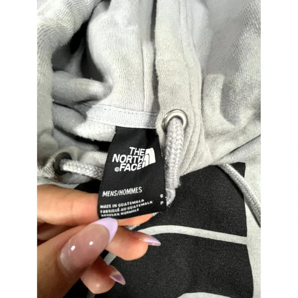 The North Face Hoodie Mens Small Gray Cotton Fleece Lined Drawstring Pullover‎